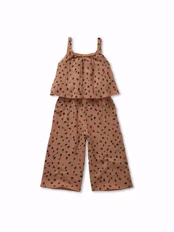 Sproet & Sprout Muslin jumpsuit animal print - Camel