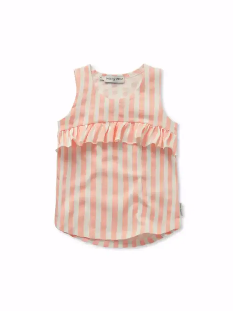 Sproet & Sprout Girls ruffle top stripes - Off-white Sproet & Sprout Girls ruffle top stripes - Off-white