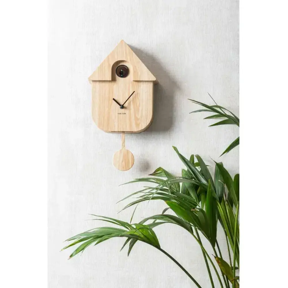 Karlsson Wall Clock Modern Cuckoo Oro - Light Wood Karlsson Wall Clock Modern Cuckoo Oro - Light Wood