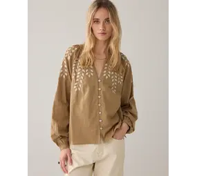 Summum Woman Blouse Cotton branches - Khaki