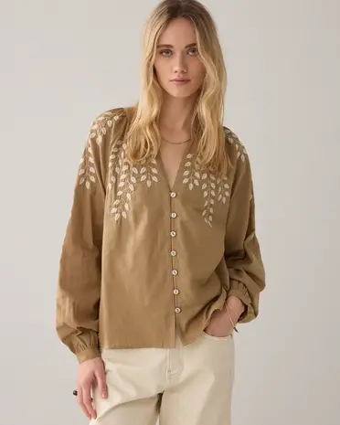 Summum Woman Blouse Cotton branches - Khaki
