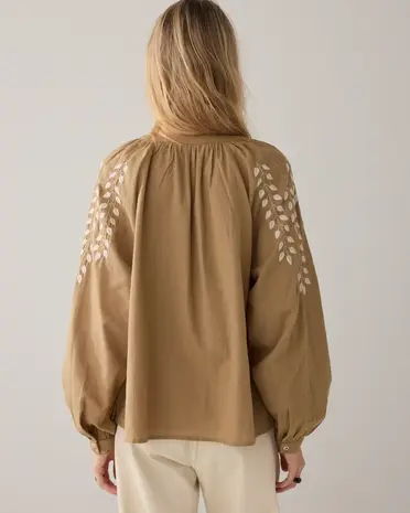 Summum Woman Blouse Cotton branches - Khaki