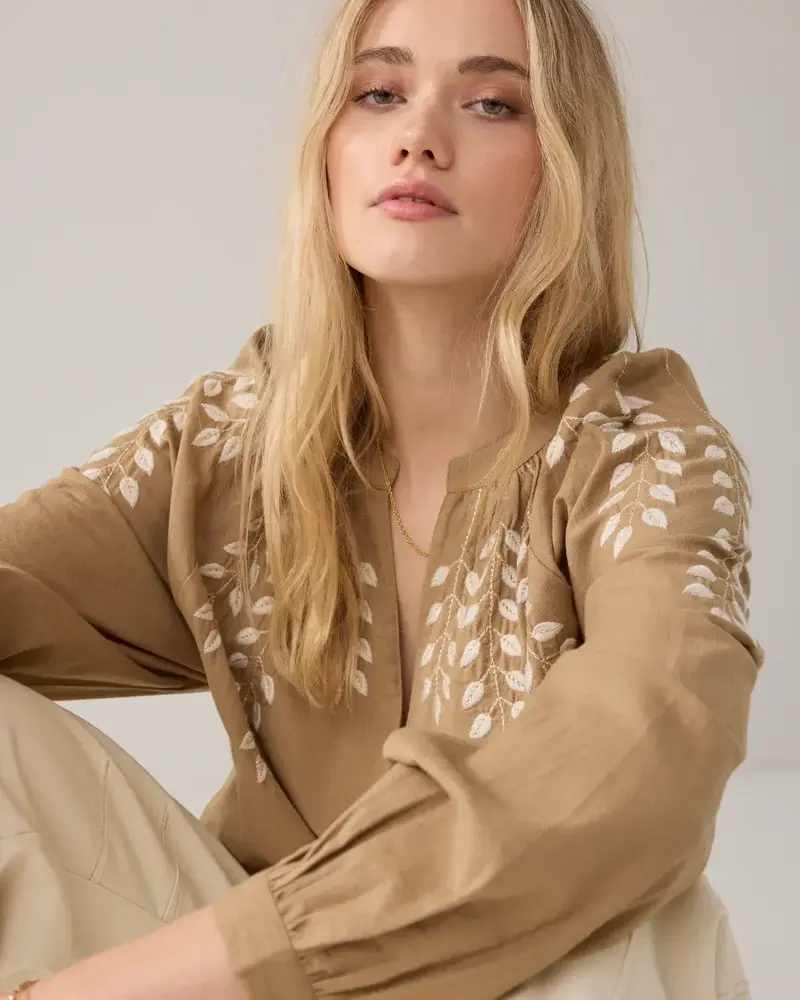 Summum Woman Blouse Cotton branches - Khaki