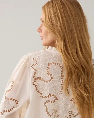 Summum Woman Top Embroidered cambric cotton - Ivory Summum Woman Top Embroidered cambric cotton - Ivory