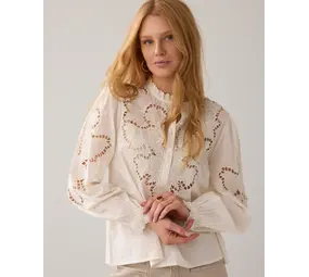 Summum Woman Top Embroidered cambric cotton - Ivory Summum Woman Top Embroidered cambric cotton - Ivory