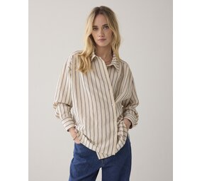 Summum Woman Blouse adjustable Chenille stripe - Ivorymidnightblue