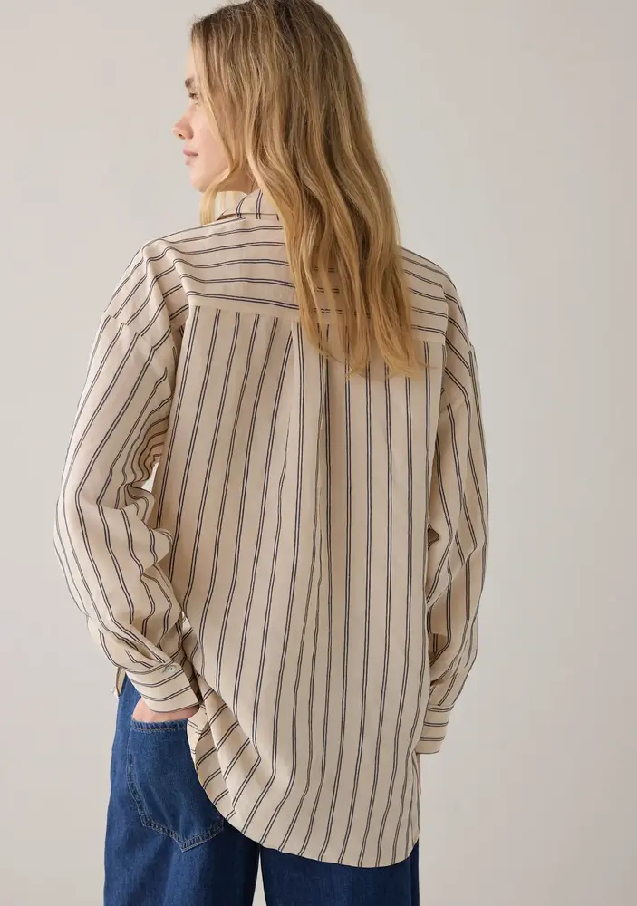 Summum Woman Blouse adjustable Chenille stripe - Ivorymidnightblue