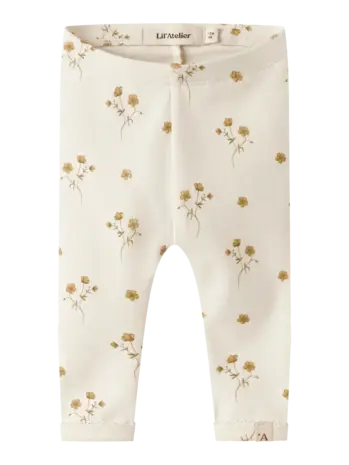 Lil' Atelier Layo Sin Slim Leggings – Coconut Milk Flower Yellow
