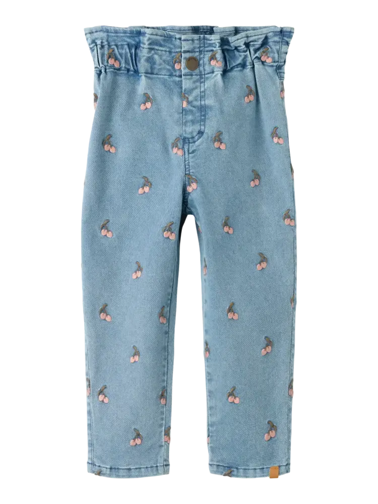Lil' Atelier Deva Loose EMB Jeans - Medium Blue Denim Cherry