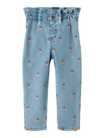 Lil' Atelier Deva Loose EMB Jeans - Medium Blue Denim Cherry