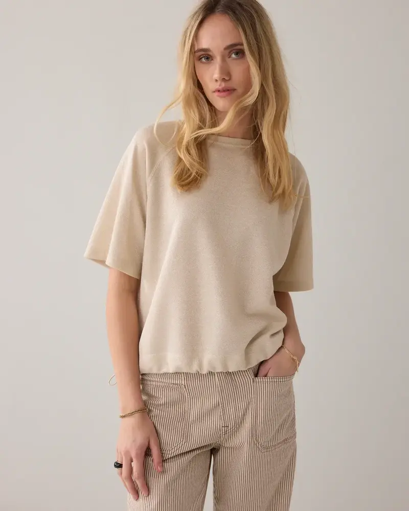Summum Woman Top Boxy tee sparkle - Ivory Summum Woman Top Boxy tee sparkle - Ivory