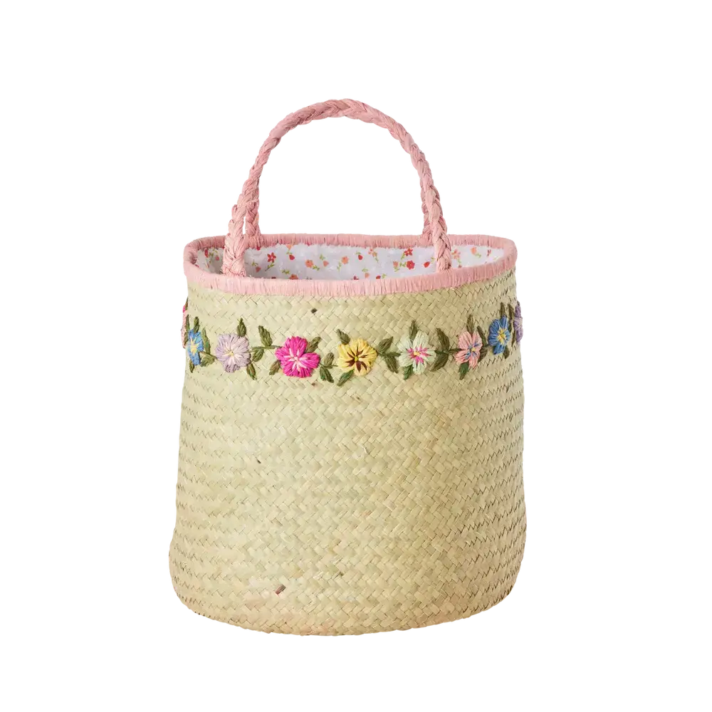 Rice Raffia Tas - Bloemen