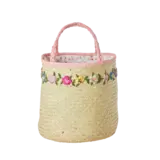 Rice Raffia Tas - Bloemen