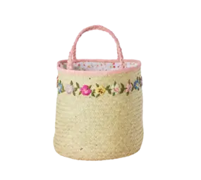 Rice Raffia Tas - Bloemen