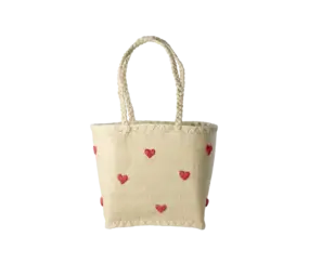 Rice Raffia Tas - Hartjes