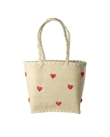 Rice Raffia Tas - Hartjes