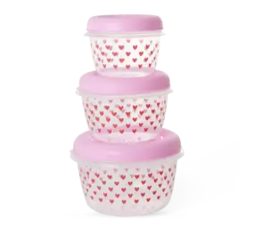 Rice Voorraaddoosjes Hartjes  - Roze - Set van 3