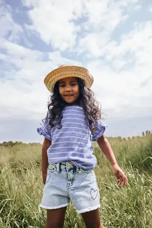 Daily7 Denim Shorts Heart - Blue Denim
