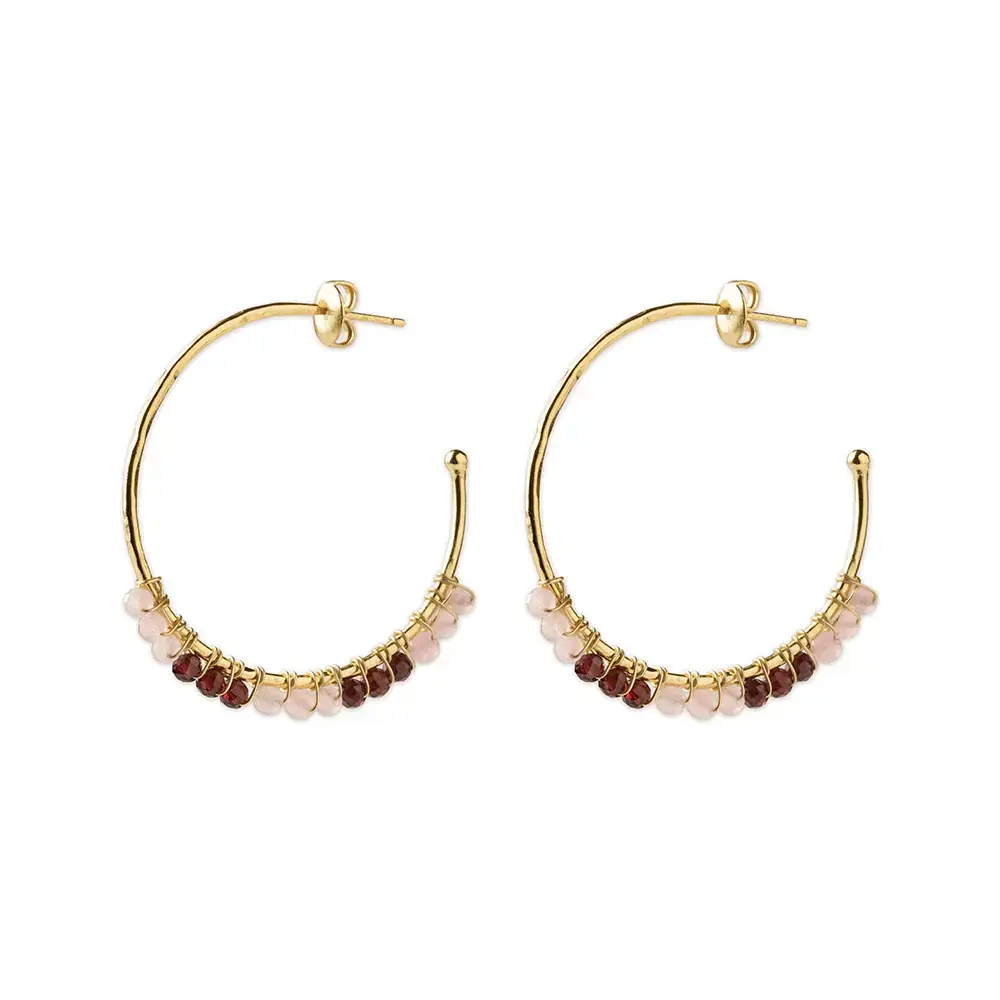 A Beautiful Story Muse Rose Quartz Garnet Earrings GP