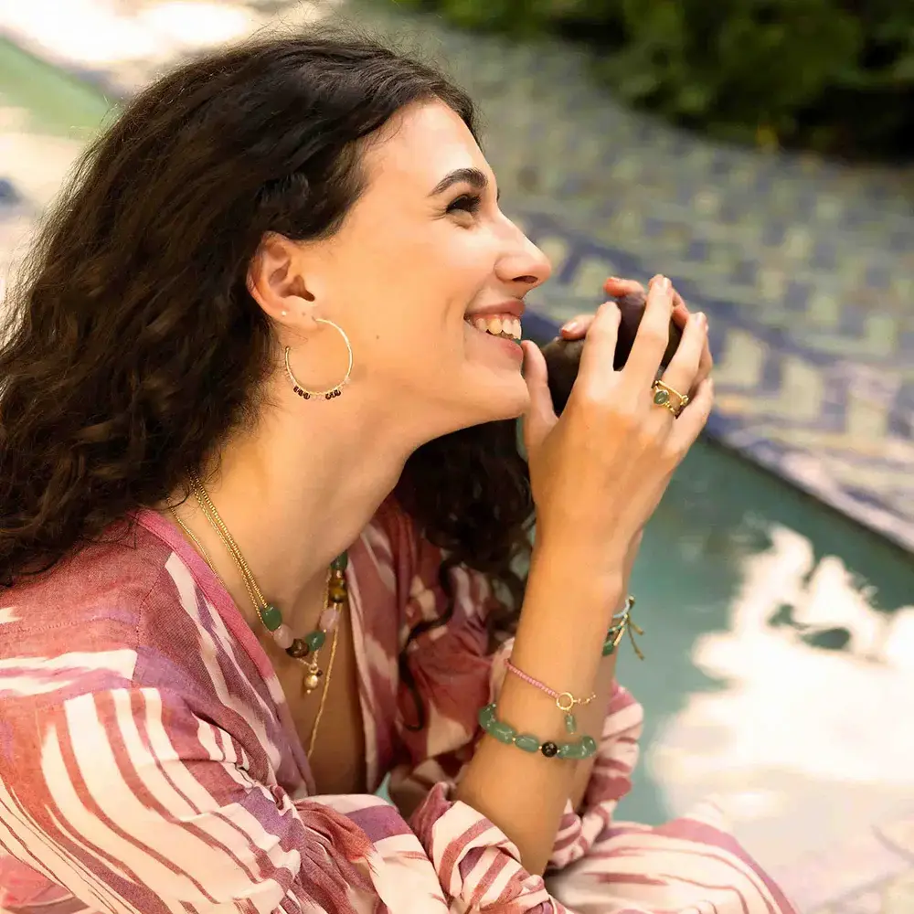 A Beautiful Story Muse Rose Quartz Garnet Earrings GP