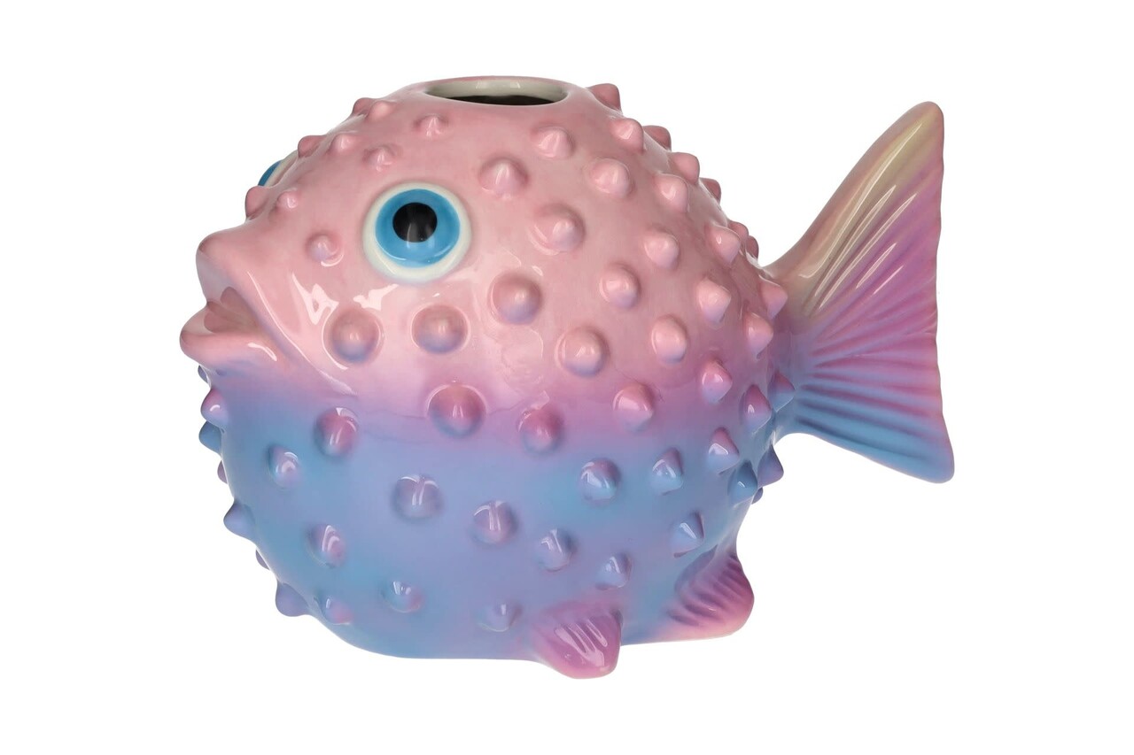 Mignon Vase Pufferfish M - Pink/Blue