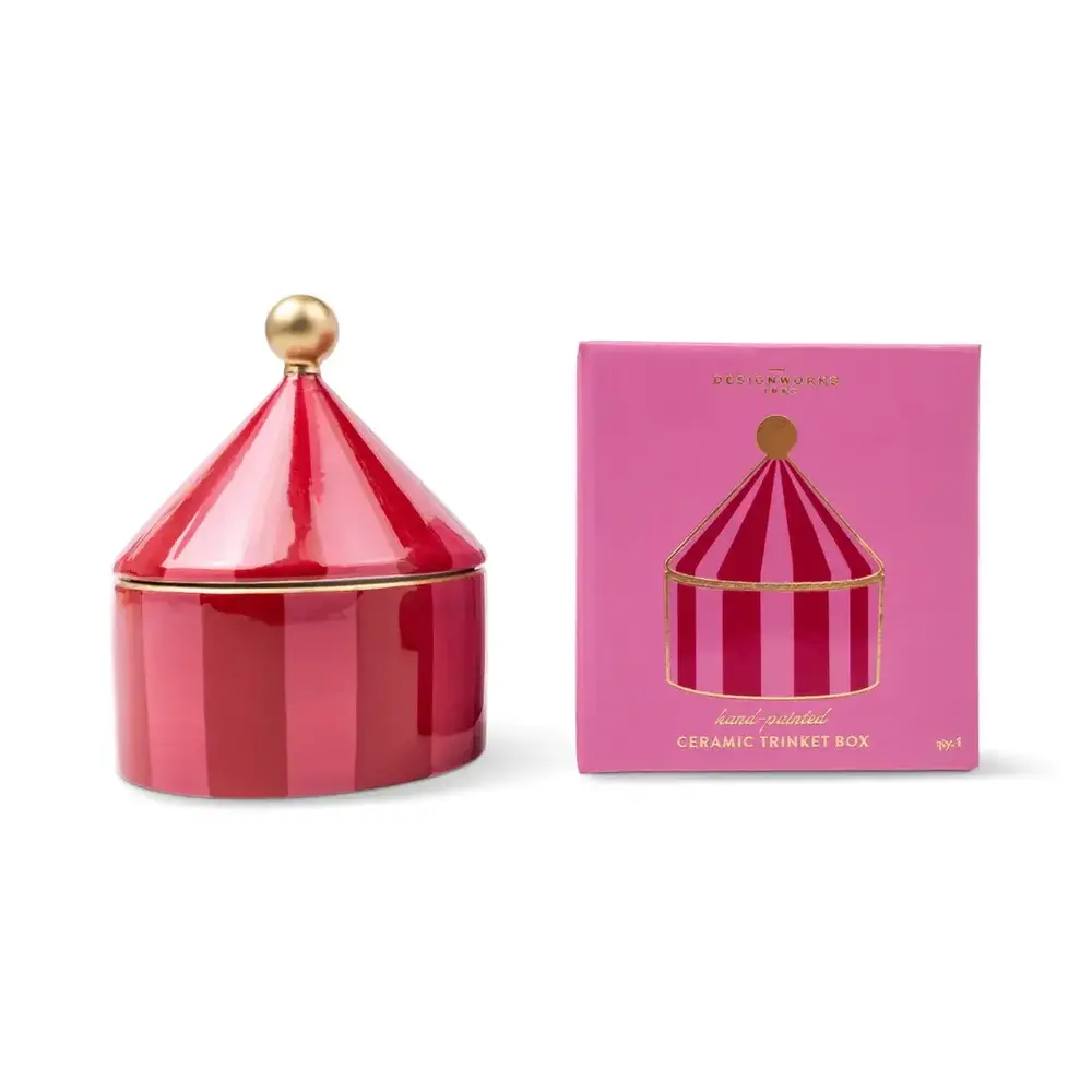 Designworks Ink Ceramic Trinket Box - Pink/Red Stripe