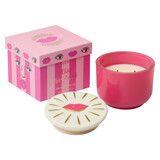 A Dopo Charmed Pink Glass Candle with Lips Ceramic Lid - Smoked Cherry