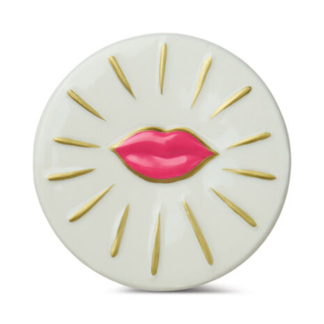 A Dopo Charmed Pink Glass Candle with Lips Ceramic Lid - Smoked Cherry A Dopo Charmed Pink Glass Candle with Lips Ceramic Lid - Smoked Cherry