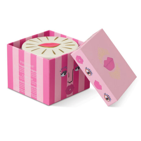 A Dopo Charmed Pink Glass Candle with Lips Ceramic Lid - Smoked Cherry A Dopo Charmed Pink Glass Candle with Lips Ceramic Lid - Smoked Cherry