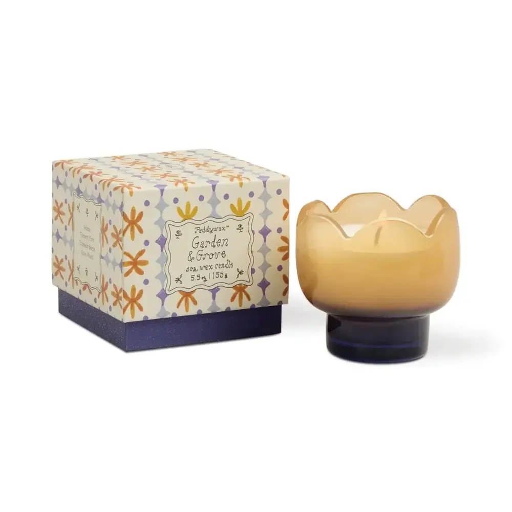 A Dopo Tulip Orange and Blue Glass Candle - Garden & Grove