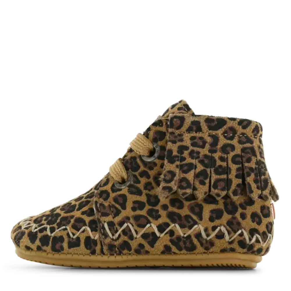 Shoesme Panterprint Babyschoentje met franjes