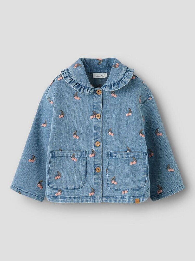 Lil' Atelier Deva Loose EMB Jacket - Medium Blue Denim Cherry