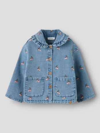 Lil' Atelier Deva Loose EMB Jacket - Medium Blue Denim Cherry
