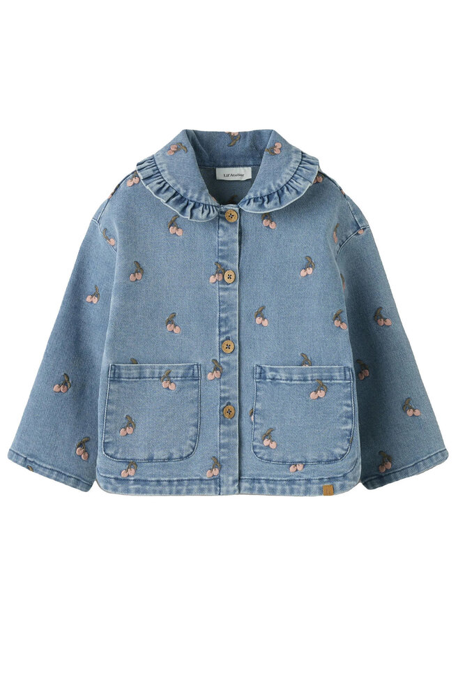 Lil' Atelier Deva Loose EMB Jacket - Medium Blue Denim Cherry