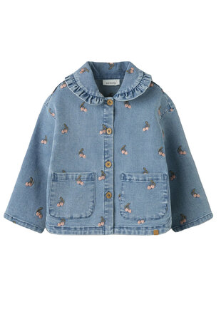 Lil' Atelier Deva Loose EMB Jacket - Medium Blue Denim Cherry