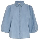 Peppercorn Nuisa Puff Sleeve Shirt - Mid Blue Denim