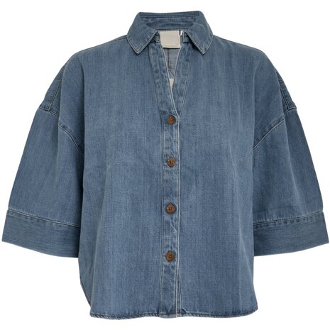 Peppercorn Noèlle Denim Shirt - Mid Blue Denim