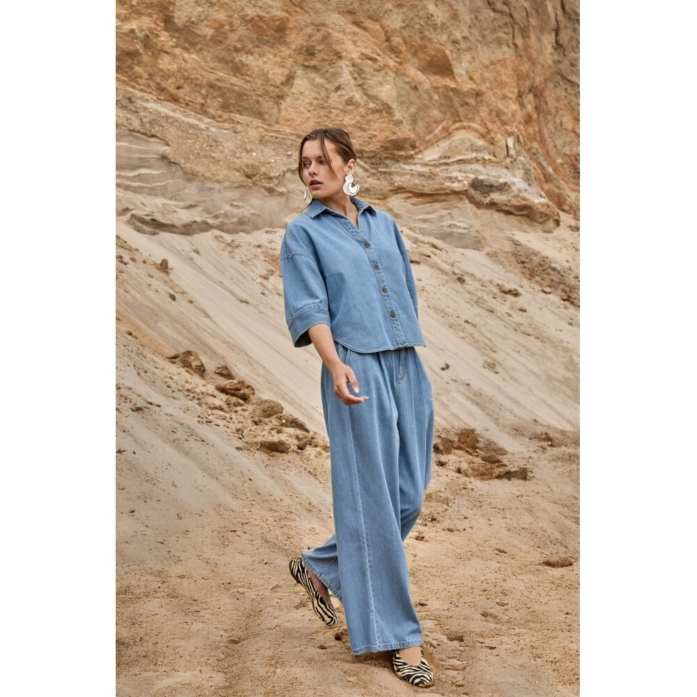 Peppercorn Noèlle Denim Shirt - Mid Blue Denim