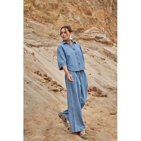 Peppercorn Noèlle Denim Shirt - Mid Blue Denim