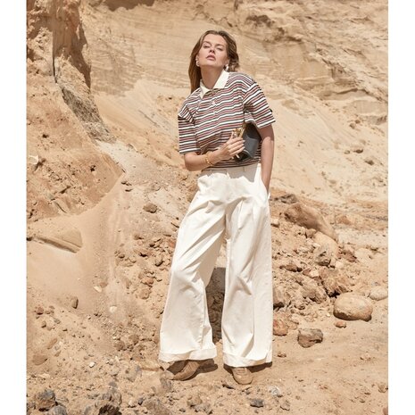 Peppercorn Naja Polo T-Shirt - Cherry Mahogany Stripe