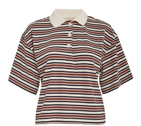 Peppercorn Naja Polo T-Shirt - Cherry Mahogany Stripe