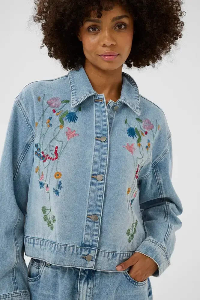 Culture Tiala Aniceta Embroidery Jacket - Light Blue Wash