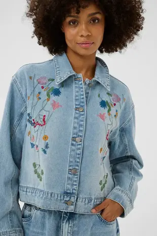 Culture Tiala Aniceta Embroidery Jacket - Light Blue Wash