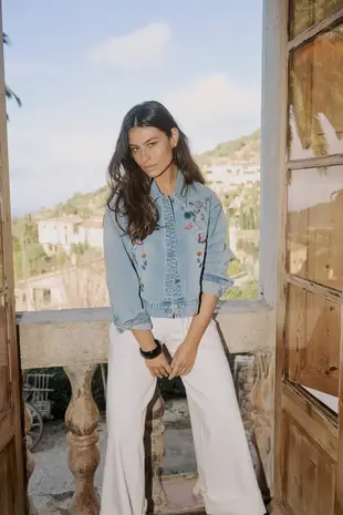 Culture Tiala Aniceta Embroidery Jacket - Light Blue Wash