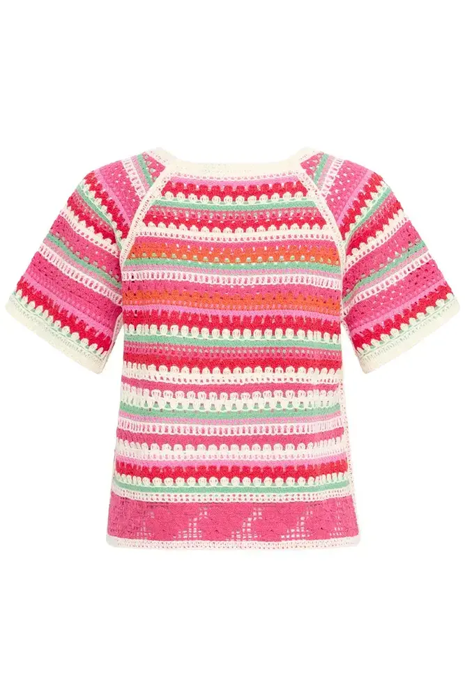 ICHI Bandie Pullover - Multicolor Stripe Azalea