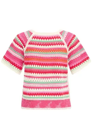 ICHI Bandie Pullover - Multicolor Stripe Azalea
