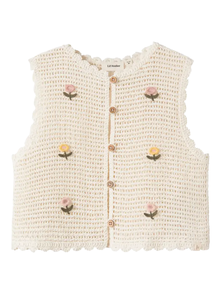 Lil' Atelier Flora Knit Vest - Coconut Milk