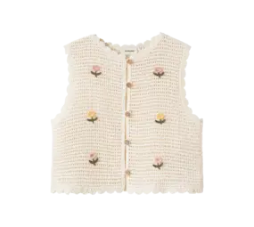 Lil' Atelier Flora Knit Vest - Coconut Milk