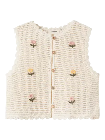 Lil' Atelier Flora Knit Vest - Coconut Milk