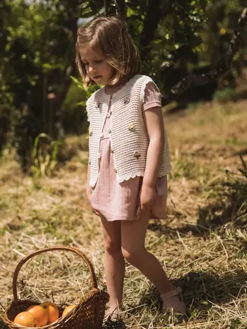 Lil' Atelier Flora Knit Vest - Coconut Milk